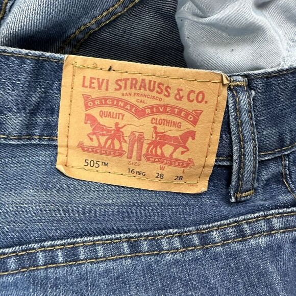 Levi's Boys 505 Regular Fit Straight Leg Denim Blue Jeans Sz 16 Actual 29x31 - Picture 8 of 9